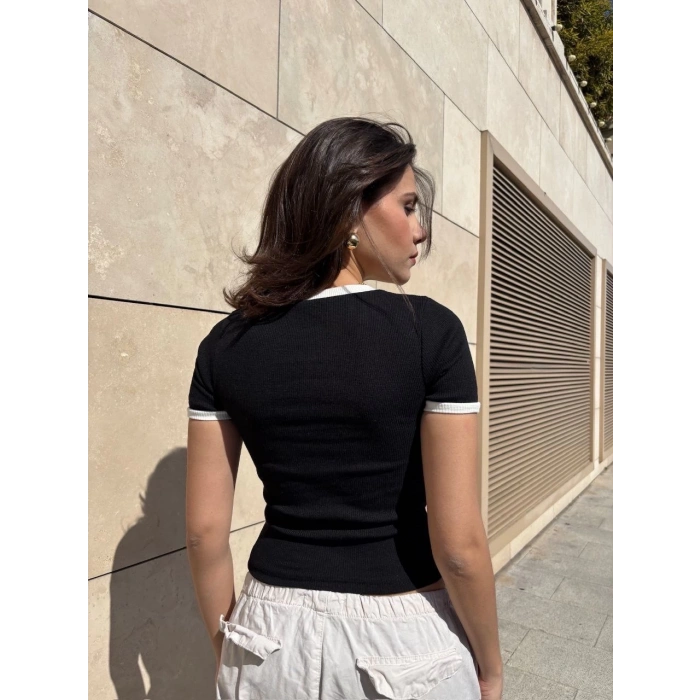 petite ateiler Yaka kol garnili ön parçalı bluz