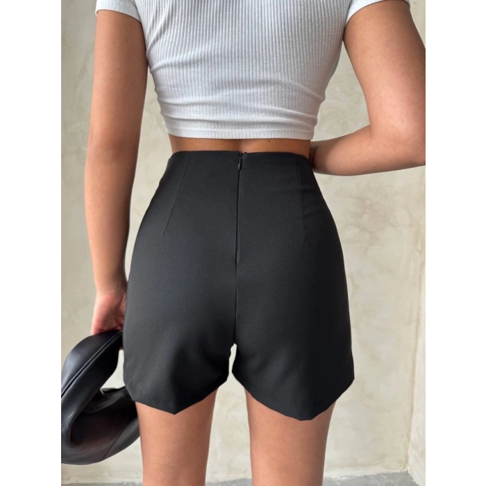 petite ateiler Yüksek bel parçalı double kumaş şort s25312