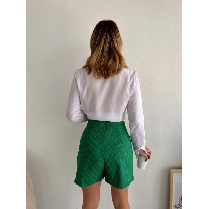 petite ateiler Zincir detaylı çizgili şort etek