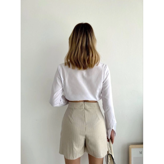 petite ateiler Zincir detaylı çizgili şort etek