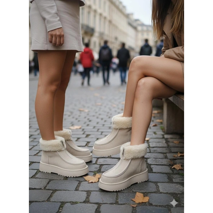 petite ateiler Zinya Bej Süet Bot