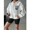 petite ateiler 3 iplik şardonlu oversize kafa baskılı sweat beyaz