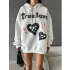 petite ateiler 3 iplik şardonlu oversize true baskılı sweat Beyaz