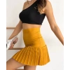 petite ateiler Altı pliseli mini etek hardal s24705