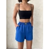 petite ateiler Armalı keten şort saks mavisi s251003