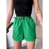 petite ateiler Armalı keten şort yeşil s251003