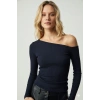 petite ateiler Asimetrik yaka bluz lacivert pt