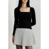 petite ateiler Çerçeve yaka kaşkorse bluz siyah