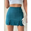 petite ateiler Çift yırtmaçlı atlas şort etek petrol yeşili s240364