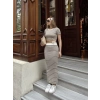 petite ateiler Çizgili etekli takım vizon s3609