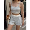 petite ateiler Çizgili şortlu takım gri s3978