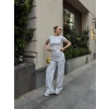 petite ateiler Düğme yakalı gri alt üst takım s3943