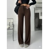 petite ateiler Fitilli şardonlu pantolon kahve a4058