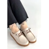 petite ateiler Guot Bej Cilt Bağcıklı Babet Ayakkabı