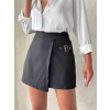 petite ateiler Kadın tokalı şort etek siyah s25449