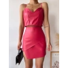 petite ateiler Kapaklı asimetrik model deri etek pembe s240106