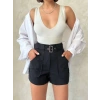 petite ateiler Kemer detaylı gabardin şort siyah s25289