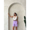 petite ateiler Kemerli gabardin şort lila s25735