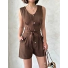 petite ateiler Kuşaklı şortlu tulum
