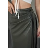 petite ateiler Kuşaklı uzun deri etek haki h26414