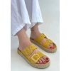 petite ateiler Loera Sarı Nubuk Çift Tokalı Terlik