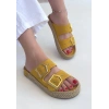 petite ateiler Loera Sarı Nubuk Çift Tokalı Terlik