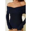 petite ateiler Madonna Çapraz Yaka Bluz lacivert t4331