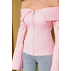 petite ateiler Omzu Açık Fermuarlı Bluz pembe T4330