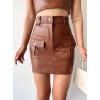 petite ateiler Önden iki cepli deri etek kahve h240040