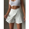petite ateiler Piliseli düğmeli şort etek beyaz s25813