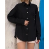 petite ateiler Relax fit keten gömlek siyah s255349