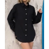 petite ateiler Relax fit keten gömlek siyah s255349