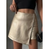 petite ateiler Taşlı şort etek deri gold h240018