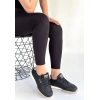 petite ateiler Tawen Siyah Cilt Bej Tabanlı Bağcıklı Spor Ayakkabı