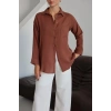 petite ateiler Tek cepli müslin gömlek kahve pt