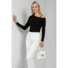petite ateiler Tek Omuz İpli Bluz Siyah T4328
