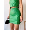 petite ateiler Tek yırtmaçlı arkadan fermuarlı deri etek yeşil s24475