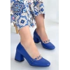 petite ateiler Tino Mavi Cilt Topuklu Ayakkabı