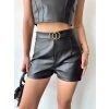 petite ateiler Tokalı deri şort siyah s24444