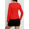 petite ateiler V yaka kaşkorse bluz kırmızı a3699