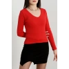 petite ateiler V yaka kaşkorse bluz kırmızı a3699