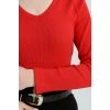 petite ateiler V yaka kaşkorse bluz kırmızı a3699