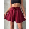 petite ateiler Volanlı keten şort bordo s255058