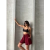petite ateiler Volanlı keten şort bordo s255058
