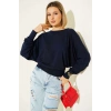 petite ateiler Yarasa Kol Salaş Bluz Lacivert T4273
