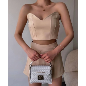 petite ateiler Arkadan büzgülü esnek büstiyer bej