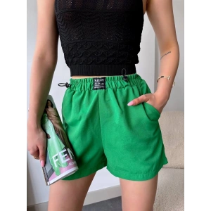 petite ateiler Armalı keten şort yeşil s251003