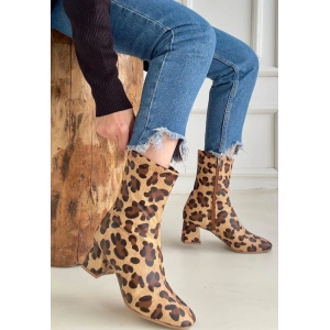 petite ateiler Birta Leopar Cilt Streç Topuklu Bot