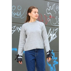 petite ateiler Boncuklu bile detaylı kazak gri