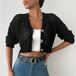 petite ateiler Büyük düğmeli delikli hırka siyah